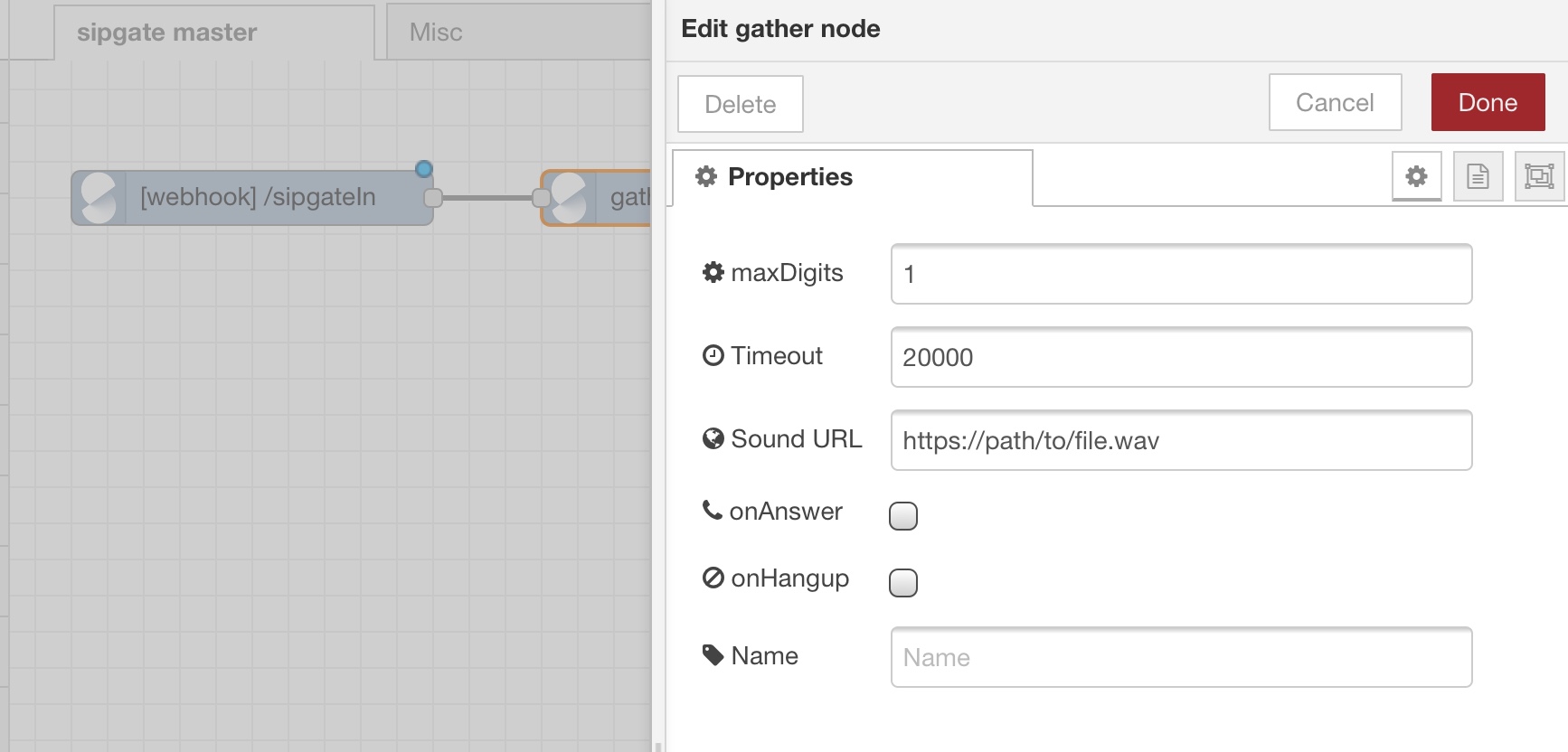 Sample Flow - gather node