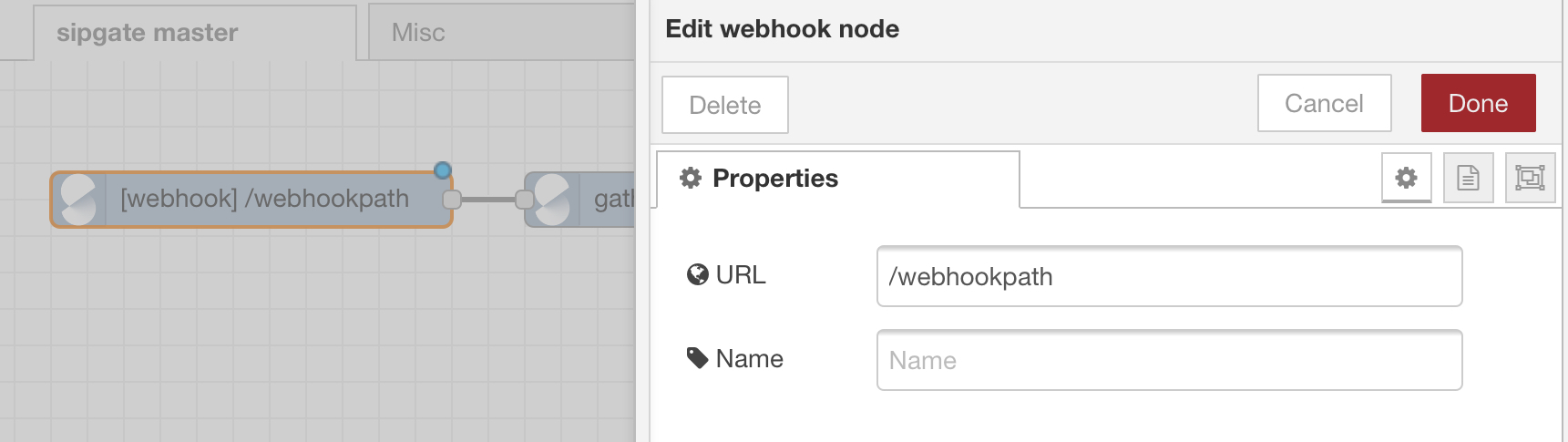 Sample Flow - webhook node